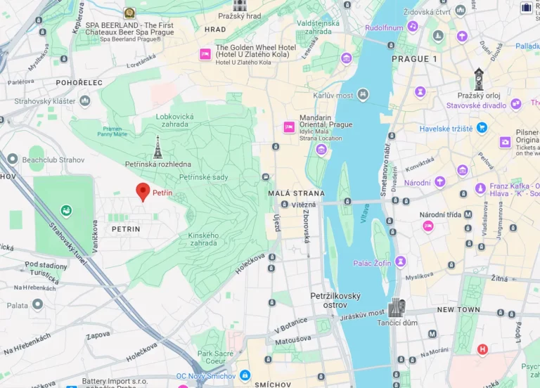 Cum ajungi pe Dealul Petřín?